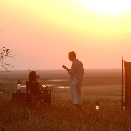 Sundowner drinks at Fly camping in Katavi-Small